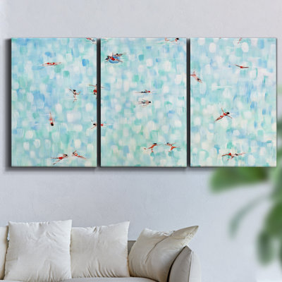 Ensemble de 3 pièces encadrées sur toile sans titre