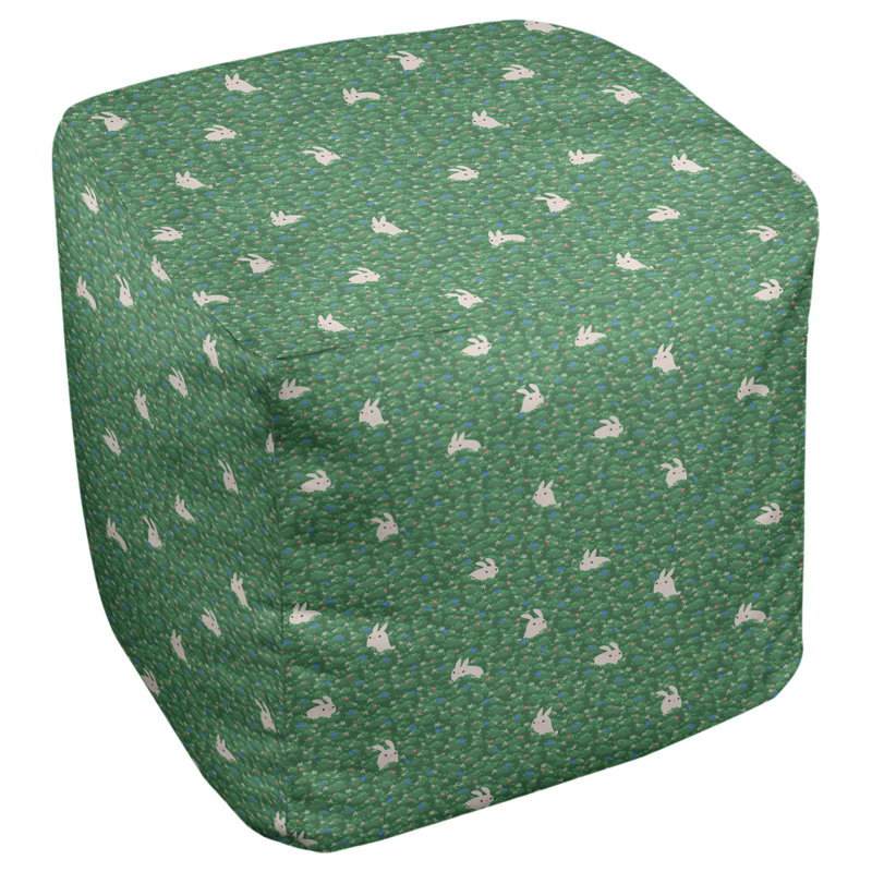 Leffel Upholstered Ottoman, 14.5" H x 87" W x 13" D, Green/Blue