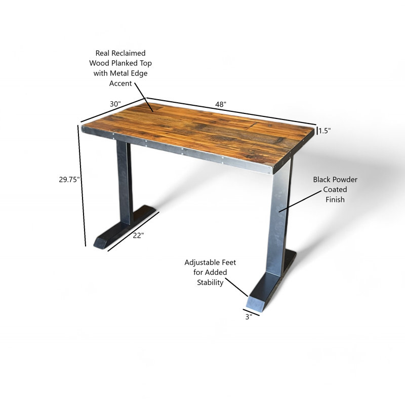 Steel Writing Desk, 29.75" H x 48" W x 30" D