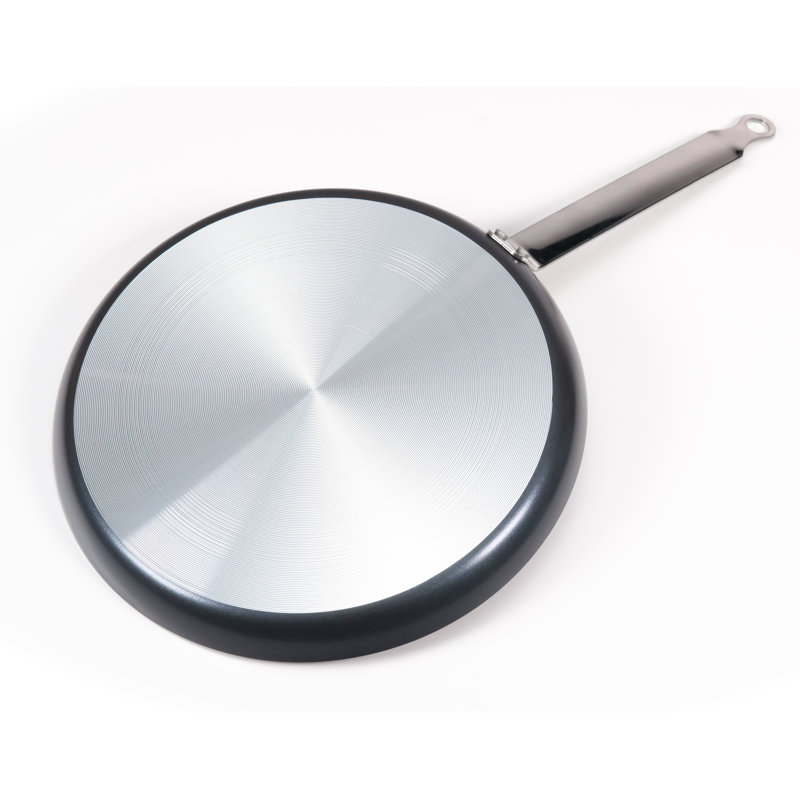 10" Black Aluminum Non-Stick Crepe Pan with Stainless Steel Handle