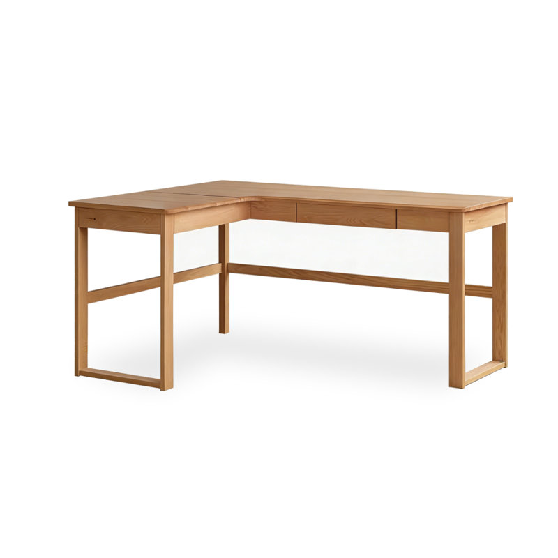 Bureau en L en bois massif avec 1 tiroir Burlywood, 29.53" H x 62.99" W x 47.24" D, Left Hand Return, Burlywood