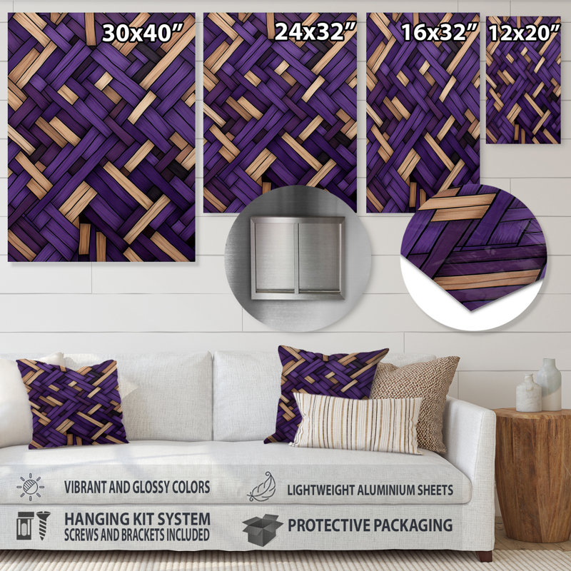 Cubisme mauve et beige abstrait géométrique - art mural géométrique en métal, H 32 po x l 24 po x P 1 po