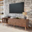 Meuble télé 70 po Mid-Century, console multimédia pour téléviseur de 80 po ou moins, meuble audio-vidéo avec 5 pieds en bois massif pour le salon et la chambre à coucher