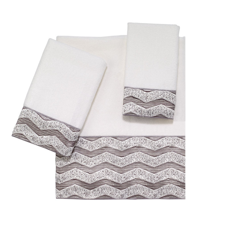 White and Grey Chevron Cotton Washcloth Set
