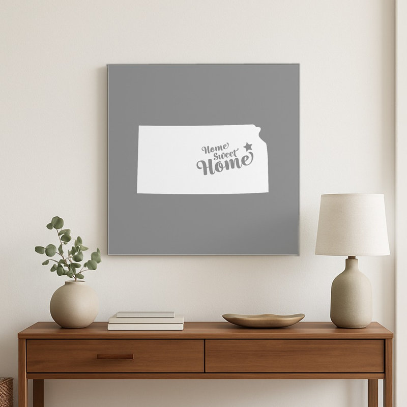 Home Sweet Manhattan — Silhouette de l'État du Kansas — Décoration murale carrée en métal, H 8 po x l 8 po