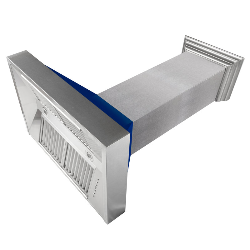 36" Fingerprint Resistant Stainless Steel Range Hood with Fingerprint Resistant Shell (8654SN-36), Blue Gloss