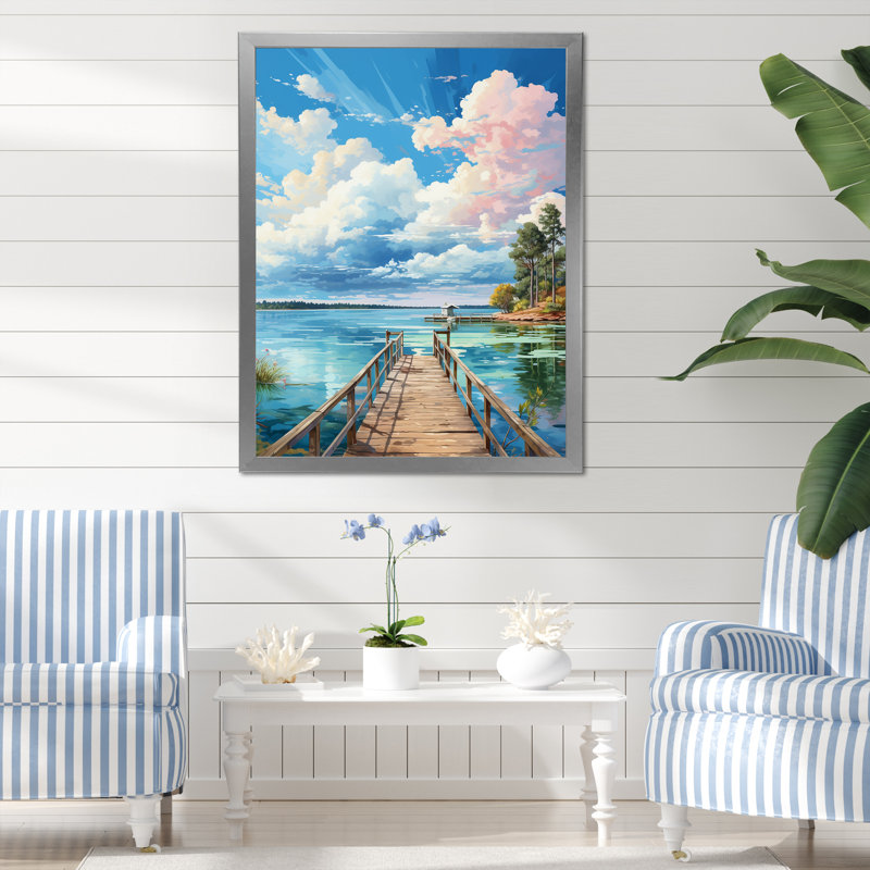 «Ronja Pier And Dock Tranquil II», reproduction sur toile, H 44 po x l 34 po x P 1,5 po, Cadre photo argenté