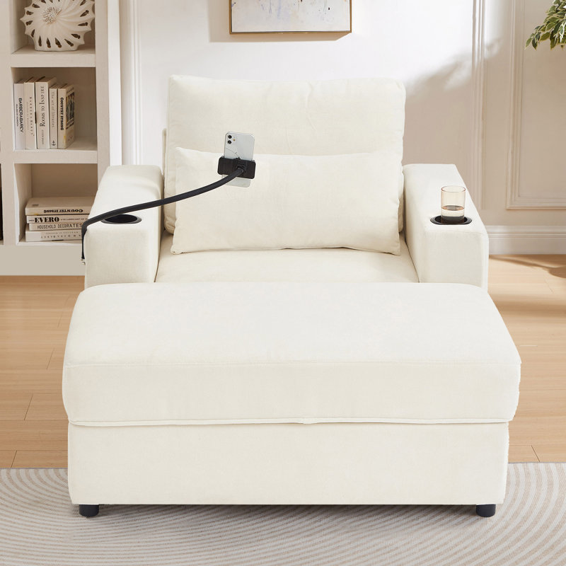 Canapé avec repose-pieds de 42,5 po Keir, Beige