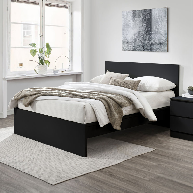 Marqita Kingsize (5') Panel Bed, Black, Double (4'6)