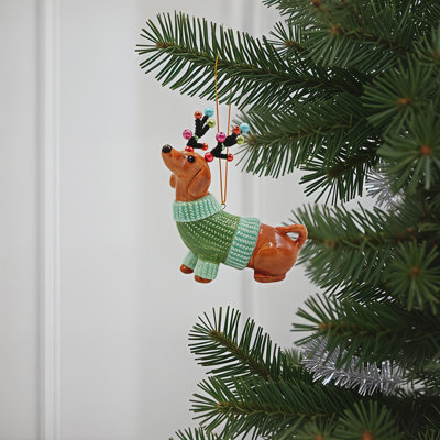 3.88'' Handmade Ceramic Hanging Figurine Ornament