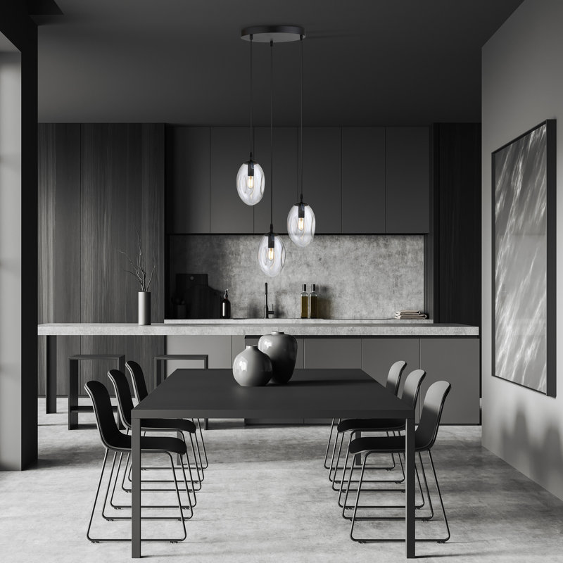Edelie 3 - Light Black Cluster Pendant, Clear