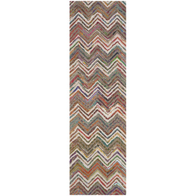 Airionna Hand Tufted Wool/Cotton Chevron Rug in Brown/Beige