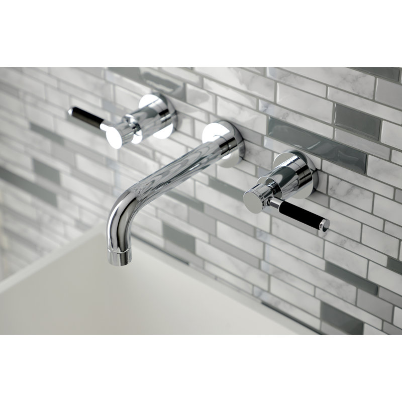 Kingston Brass Kaiser Two-Handle 3-Hole Wall Mount Bathroom Faucet, Polished Chrome