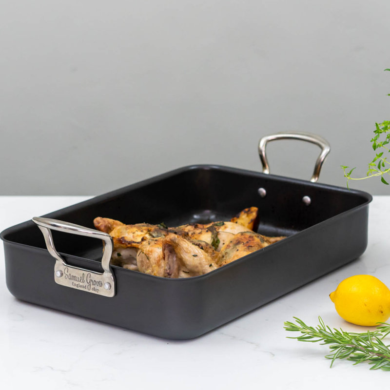 Samuel Groves Mermaid hard anodised roasting dish, with classic handles, 35.56 cm