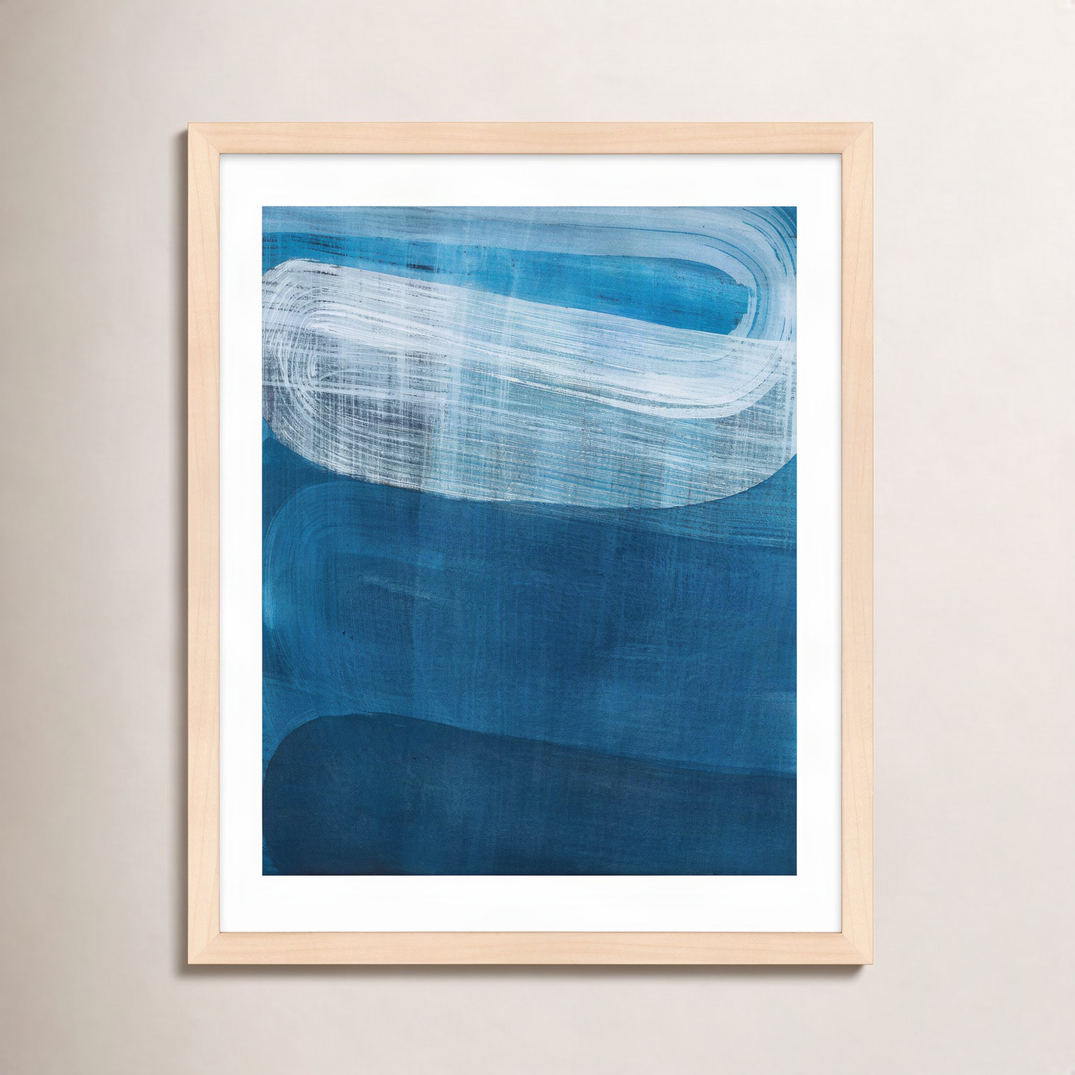 Doyers "Tidal Blues" Print by Stephanie Dennis, 30" H x 24" W  x 1.25" D, Maple