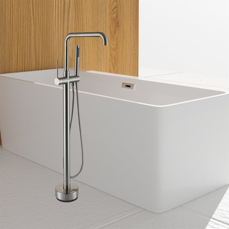 Robinet de baignoire à fixation au sol, Nickel brossé