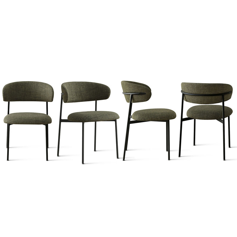 Upholstered Dining Chair With Metal Legs, Green