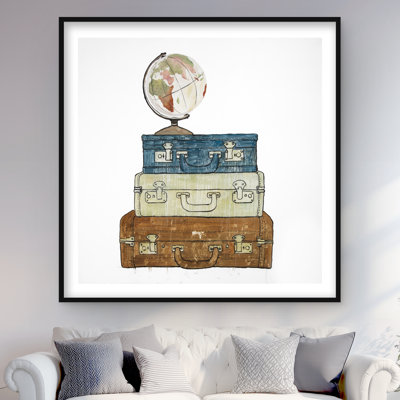 «Go Around the World - Voyage d'objet et cartes», reproduction encadrée