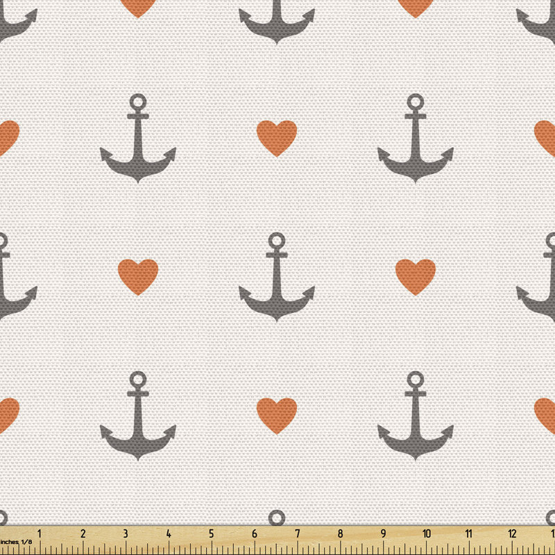 Charlestyn Anchors and Hearts Romantic Beach Holiday Party Gathering Leisure Tour Multi-Purpose Fabric