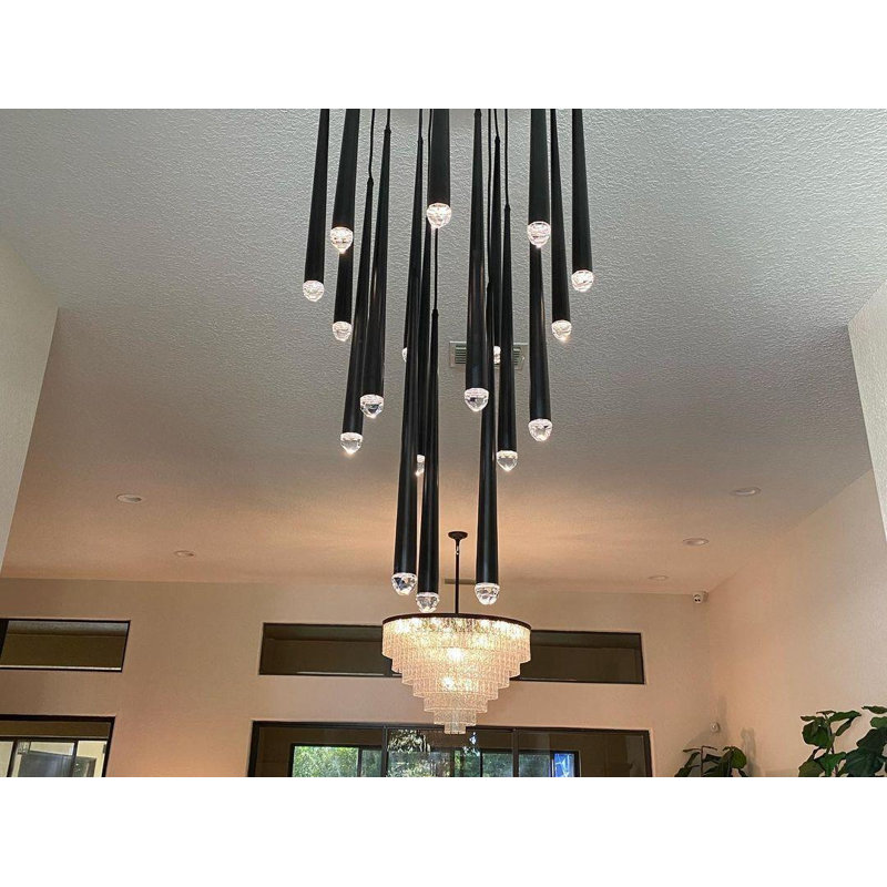 Cascade 15 - Light Chandelier, Black, 120" H x 23" W x 120" D, 15