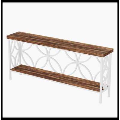 2-Tier Console Table, 70.9" Industrial Sofa Table Behind Couch