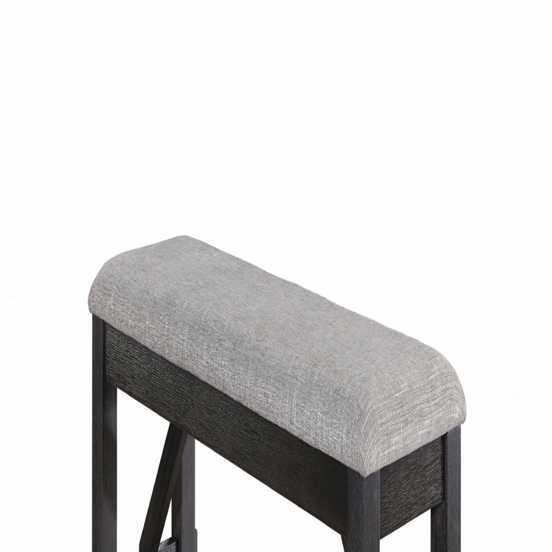 1-Piece Upholstered Design Seat Wheat Charcoal Finish Bench