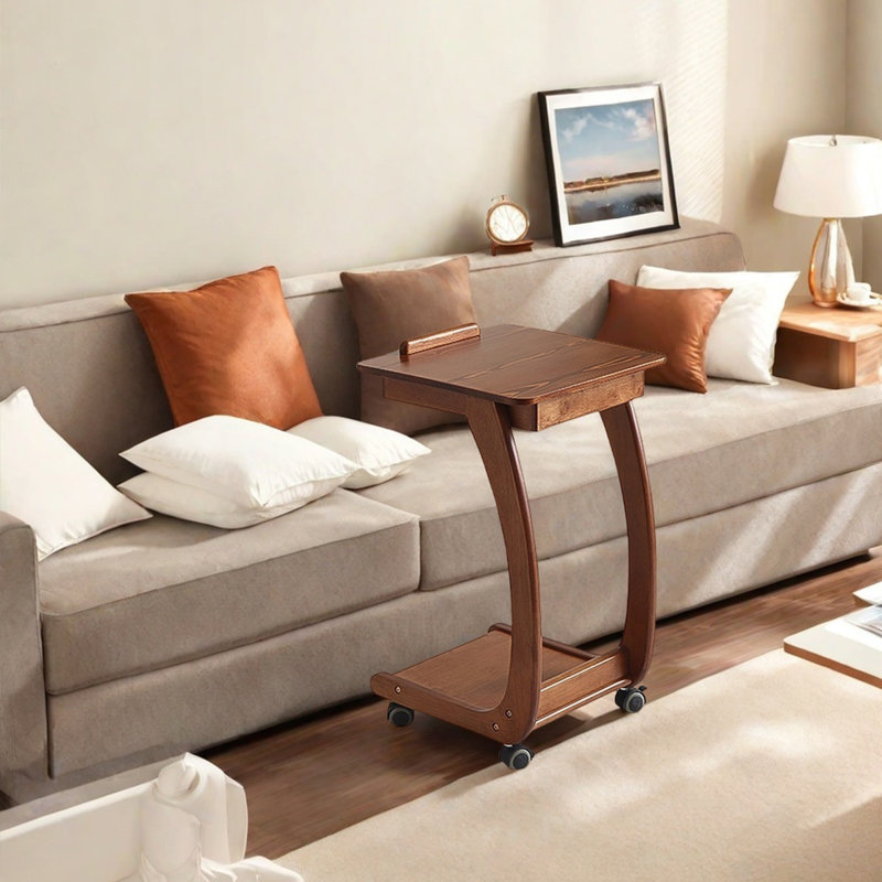Modern minimalist adjustable and mobile End Table, 26.77" H x 15.75" W x 15.75" D