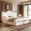 Grand lit plateforme tapissier, beige