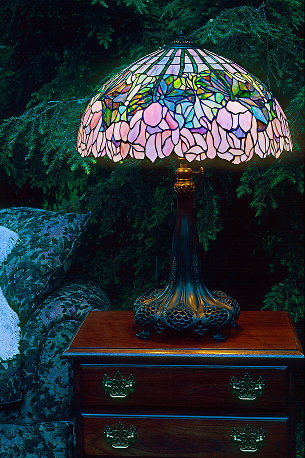 Louis Comfort Tiffany, Ten-light, Drop Cluster Pond Lily Table Lamp
