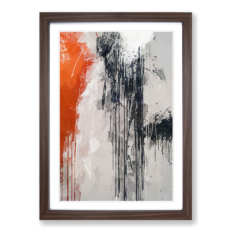 Paint Splashes in Abstract - Picture Frame Painting Print, Walnut Framed, 36cm H x 27cm W x 2cm D