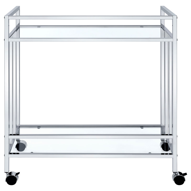 Chariot-bar rectangulaire en métal Cara, Chrome