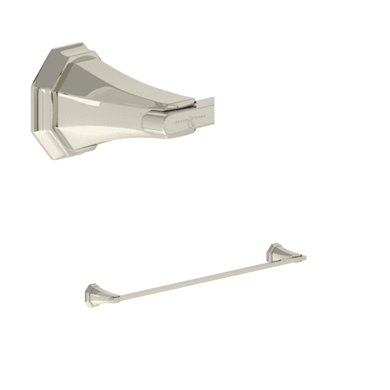 24" Towel Bar, Polished Nickel, 2.38" H x 24" L x 3" D