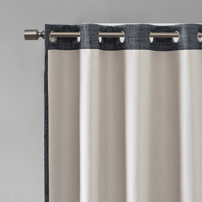 Printed Heathered Blackout Grommet Top Curtain Panel, 54" W x 84" L, Navy