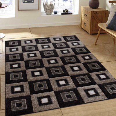 Geometric Chocolate Area Rug -  AllStar Rugs, 465289-choc-5x7