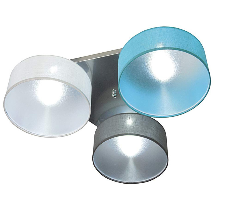 Pulley Fabric Semi Flush Mount, White/Turquoise/Anthracite