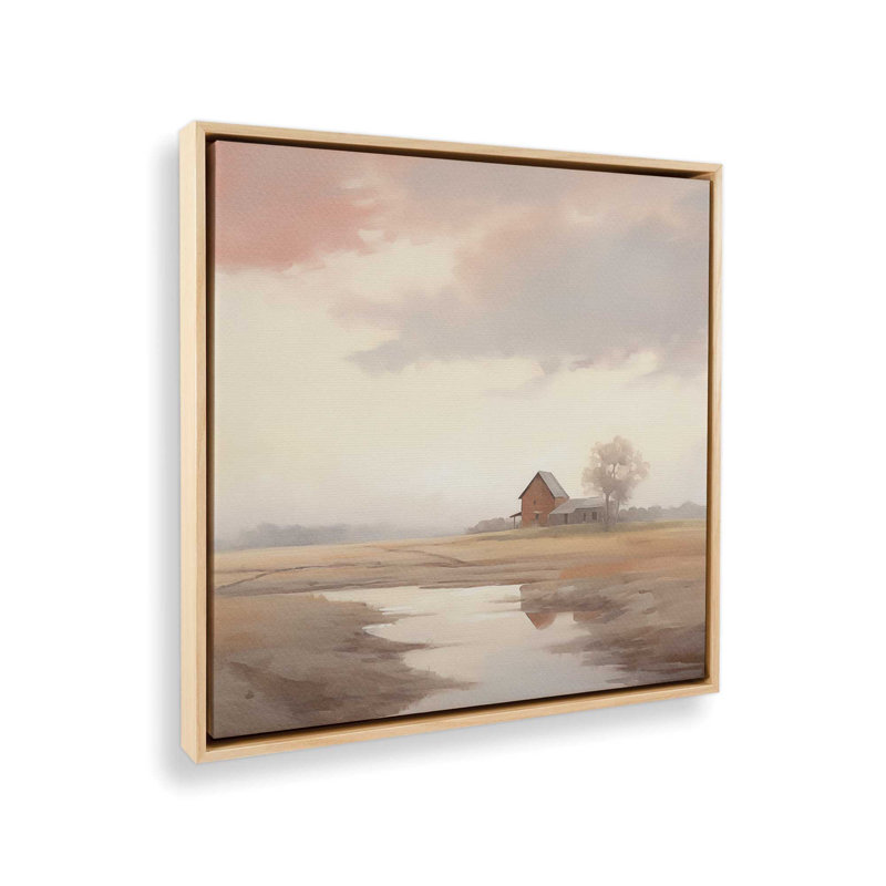 Rustic Barn Reflections, reproduction sur toile, Encadrement brun clair, H 32,75 po x l 32,75 po x P 1,75 po