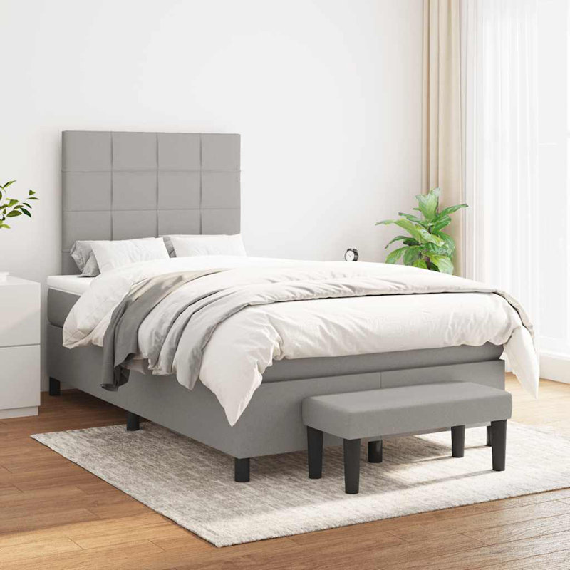 Lit sommier avec matelas Vidaxl gris clair, Gris clair / noir