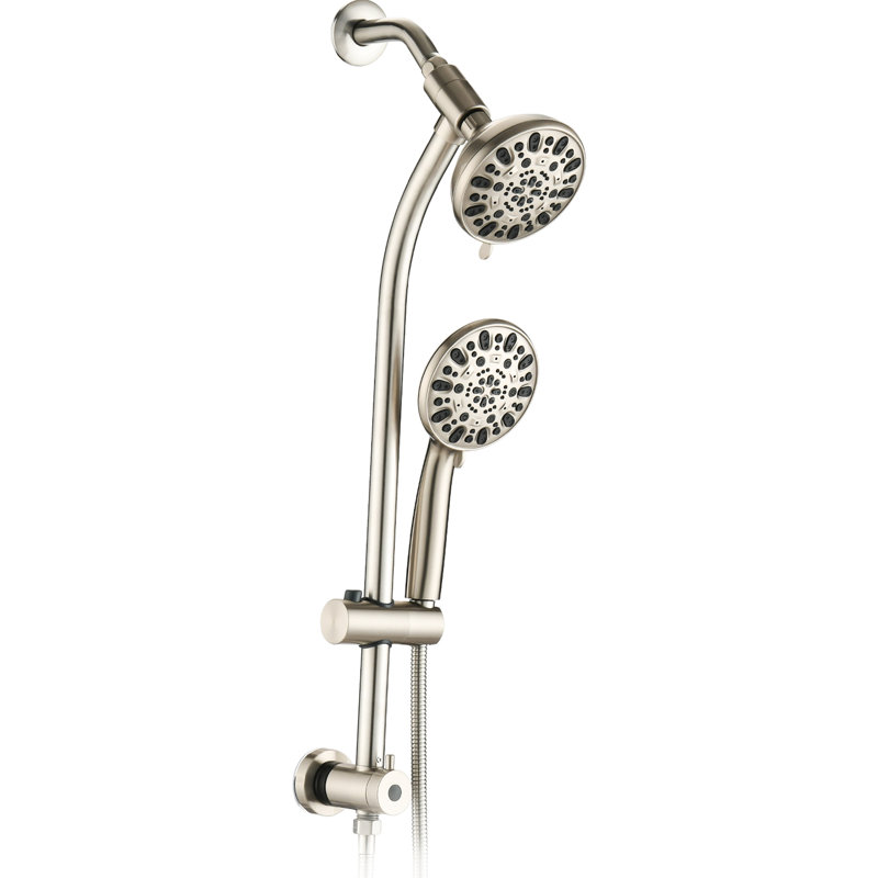 Stainless Steel Slide Bar Shower - 7 Dual Spa Head, 5" Abs Wall Mount, 1.8 Gpm, Adjustable Spray Patterns, 59" Hose, Brushed Nickel