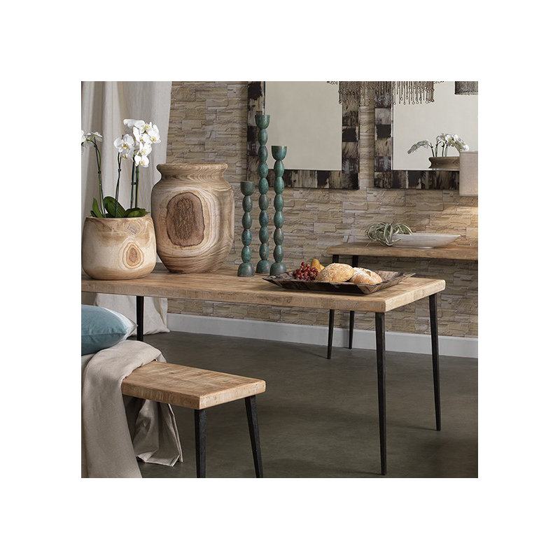 Farmhouse 16'' W Solid Wood Console Table, Natural, Black