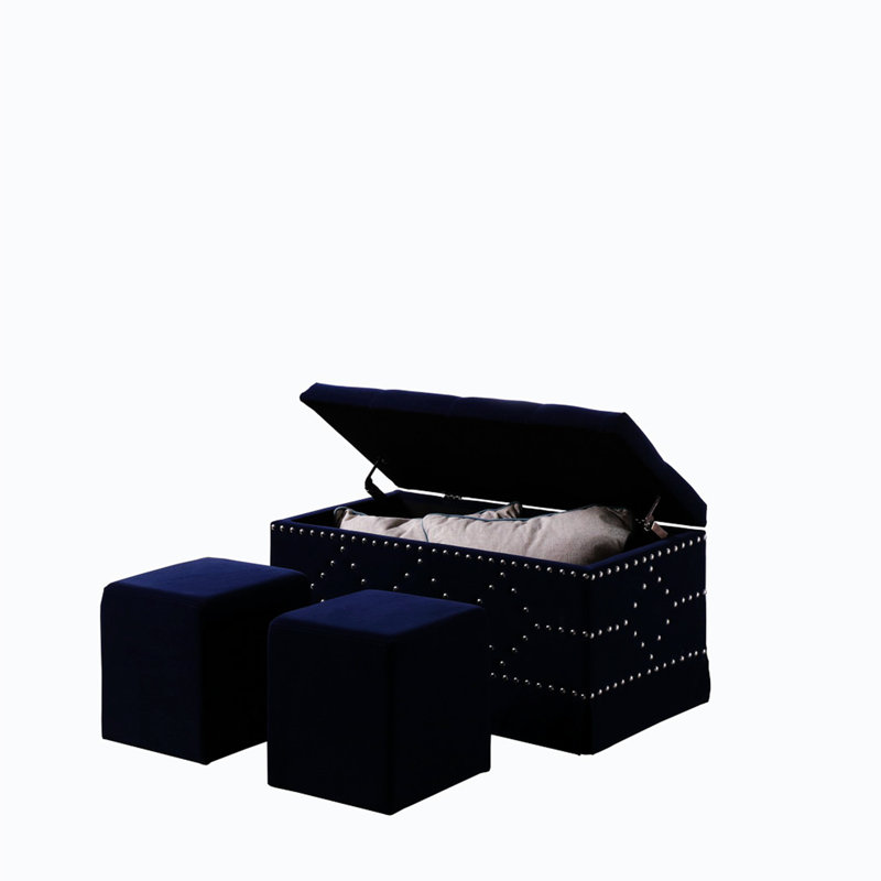 Banc de rangement en simili cuir Jerlin, Bleu