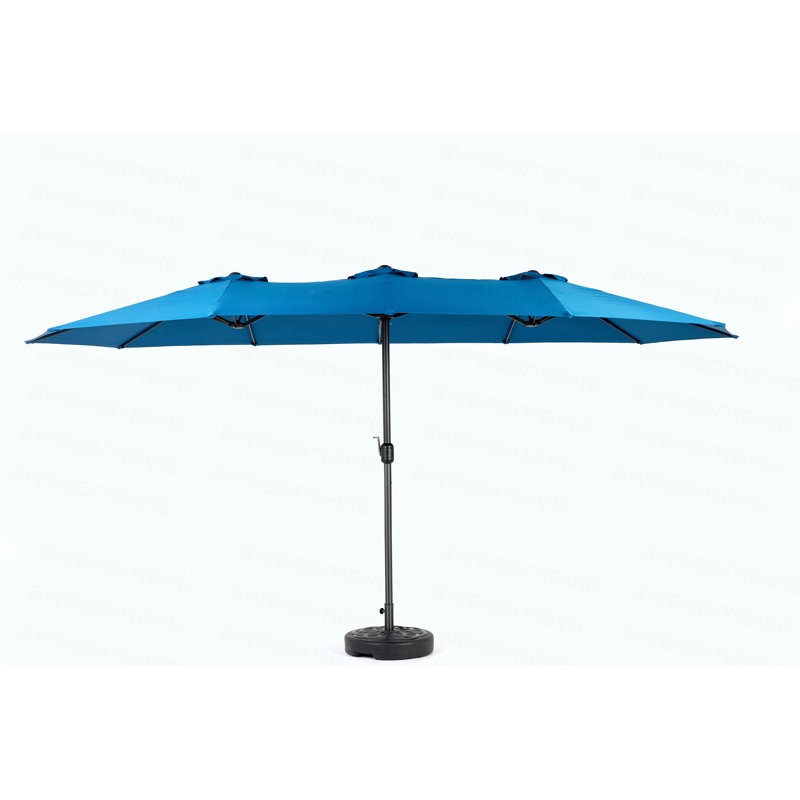 Grand parasol d'extérieur double face 14,8 pi avec manivelle (bleu foncé) (sans base), Bleu très foncé