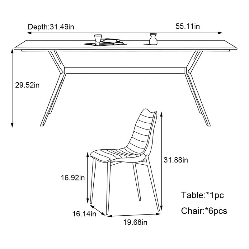 Ensemble de table de petit appartement moderne et simple, H 29,52 po x L 55,11 po x l 31,49 po