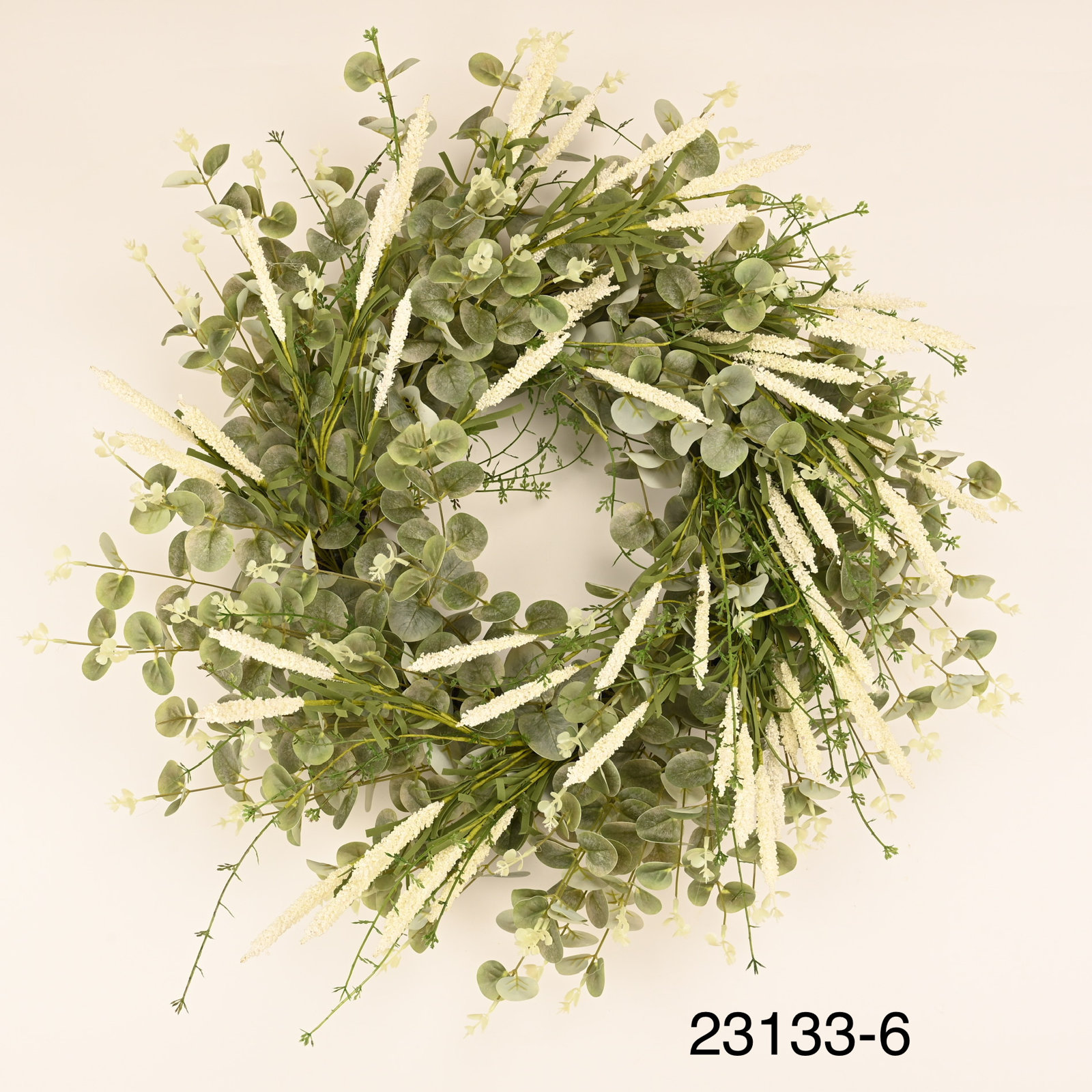 26" Eucalyptus Wreath, White/Green