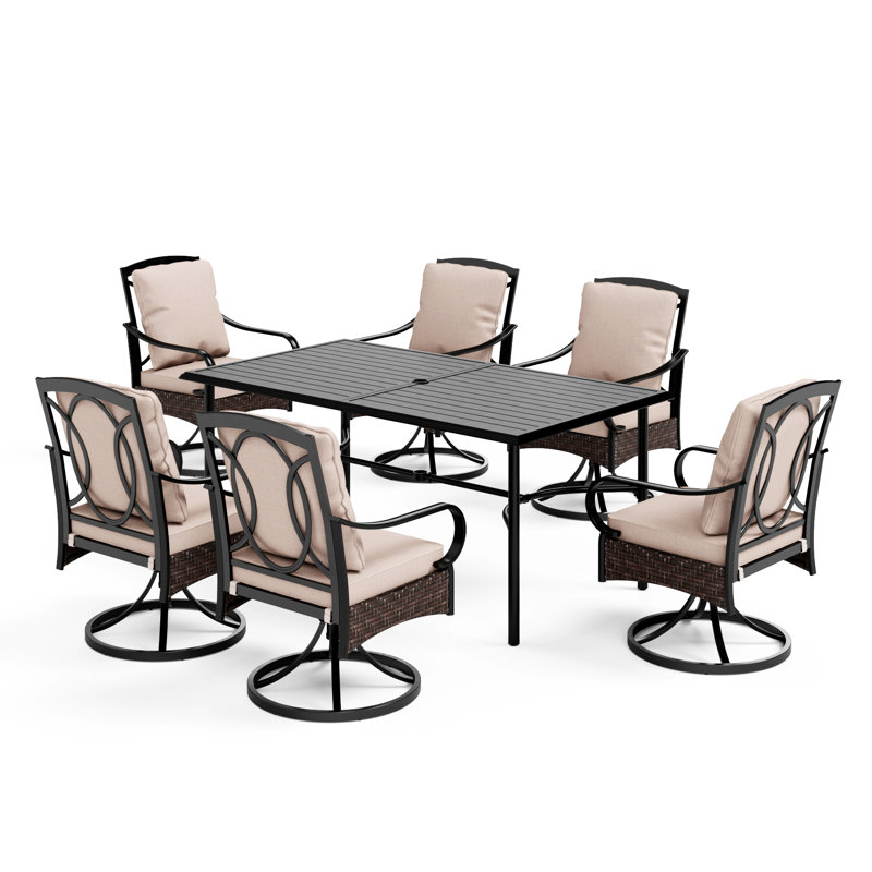 Argyri 6 - Person Patio Dining Set with Rectangular Table , Cushions Included