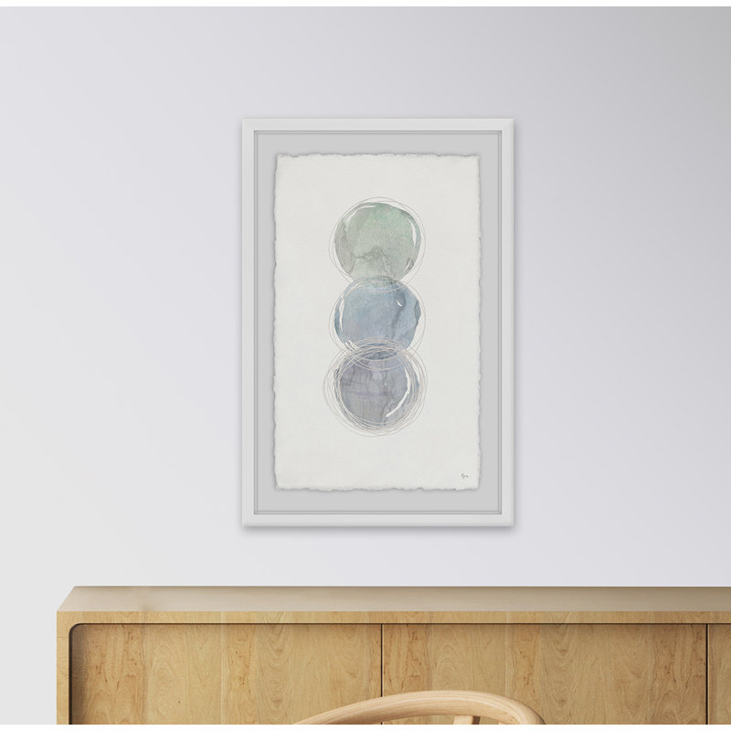 « triple bubbles », reproduction de peinture à l’aquarelle encadrée, H 36 po x l 24 po x P 1,5 po