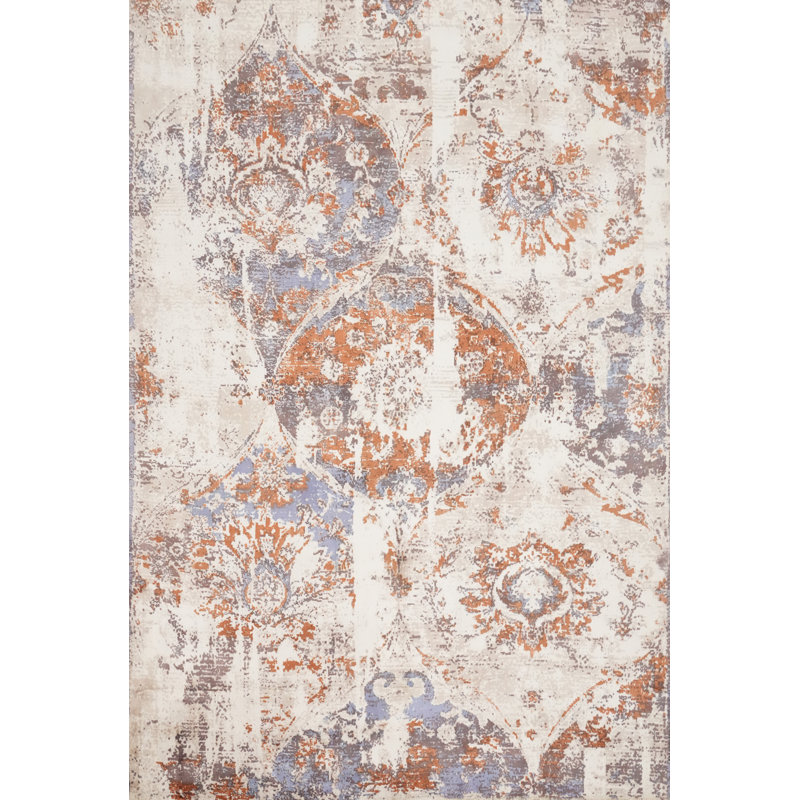 Abstract Distressed Look Area Rug 6x8