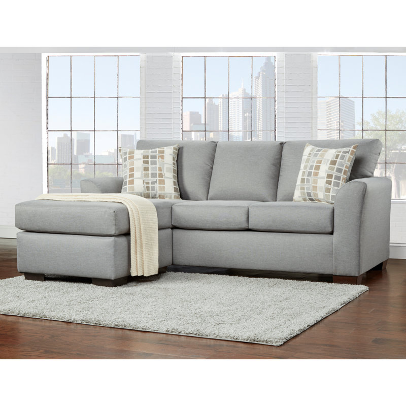84" Wide Cotton Reversible Sofa & Chaise, Gray