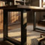Bureau d'ordinateur en bois de pin massif 63 po 63 po, bord ondulé