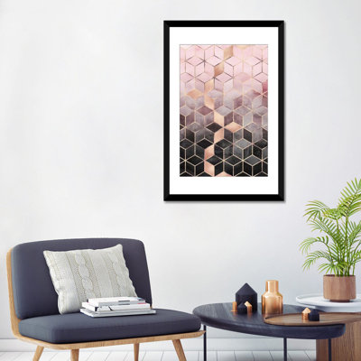 « rose &, cubes gris, cubes gris, rectangulaires » par elisabeth fredriksson, reproduction d’impression sur toile tendue