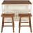 Solid Wood Rustic 3-Piece Stationary Kitchen Island Set With 2 Seatings, Rubber Wood Butcher Block Dining Table Set Prep Table Set With 2 Open Shelves For Small Places